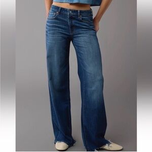 American Eagle AE Dreamy Drape Stretch Low Rise Baggy Wide Leg Jean Size 4 Short